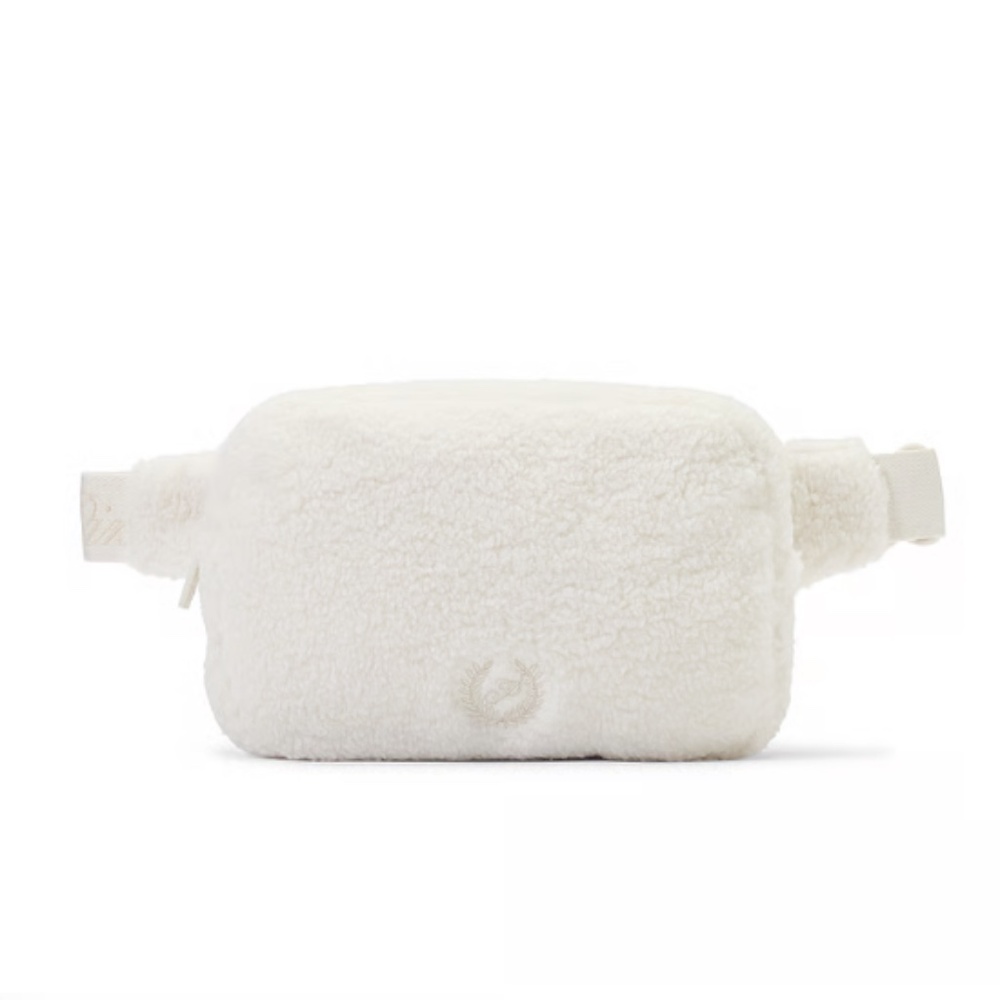 PINK PLUSH TEDDY BELT BAG Cozy White Shell New with tag